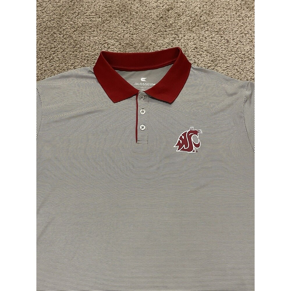 Men's XL Colosseum Gray / Red Washington State Cougars Polo NWT - Picture 2 of 5